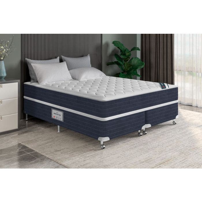 Cama Box + Colchão Queen Castor Innovation New Plus One Face Tecnopedic 158x198x54cm