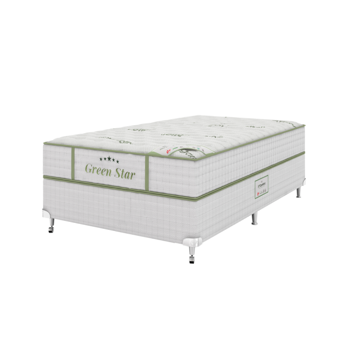 Cama Box + Colchão Solteiro Castor BioComfort D33 Double Face 96x203x52cm