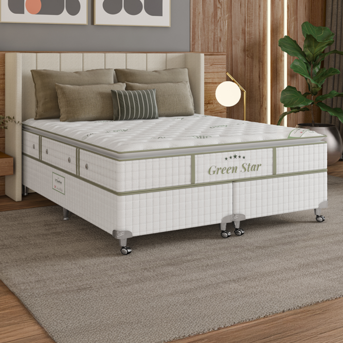 Cama Box + Colchão King Castor BioComfort Pocket SLX One Face 193x203x57cm