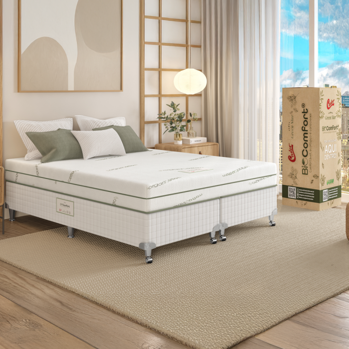 Cama Box + Colchão King Castor na Caixa BioComfort Soft Double Face D33 193x203x52cm