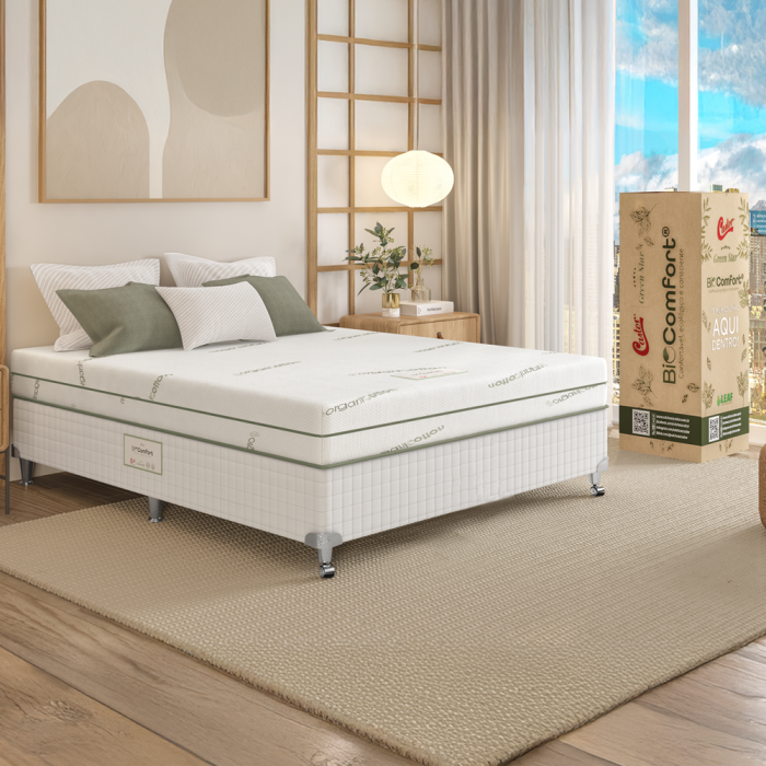 Cama Box + Colchão Casal Castor na Caixa BioComfort Soft Double Face D33 138x188x52cm