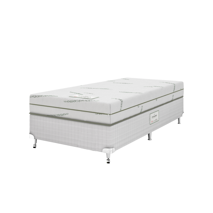Cama Box + Colchão Solteiro Castor na Caixa BioComfort Soft Double Face D33 100x200x52cm