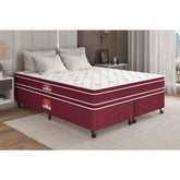 Cama Box + Colchão Castor King Red & White Double Face D33 193x203x54cm