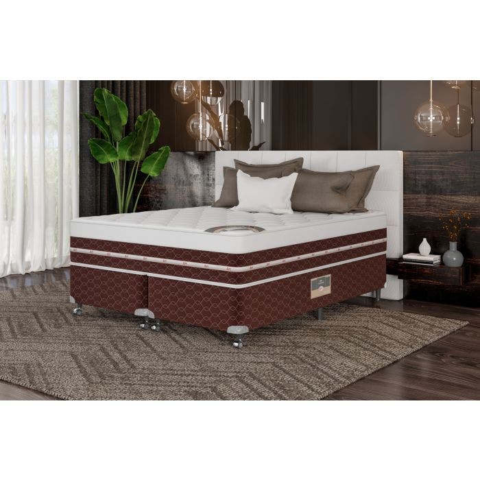 Cama Box + Colchão Castor King Lausane One Face  Tecnopedic 193x203x59cm