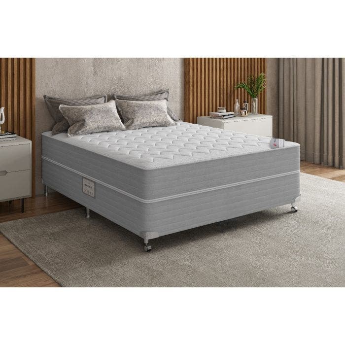 Cama Box + Colchão Casal Castor Innovation New Plus Double Face Pocket 138x188x57cm