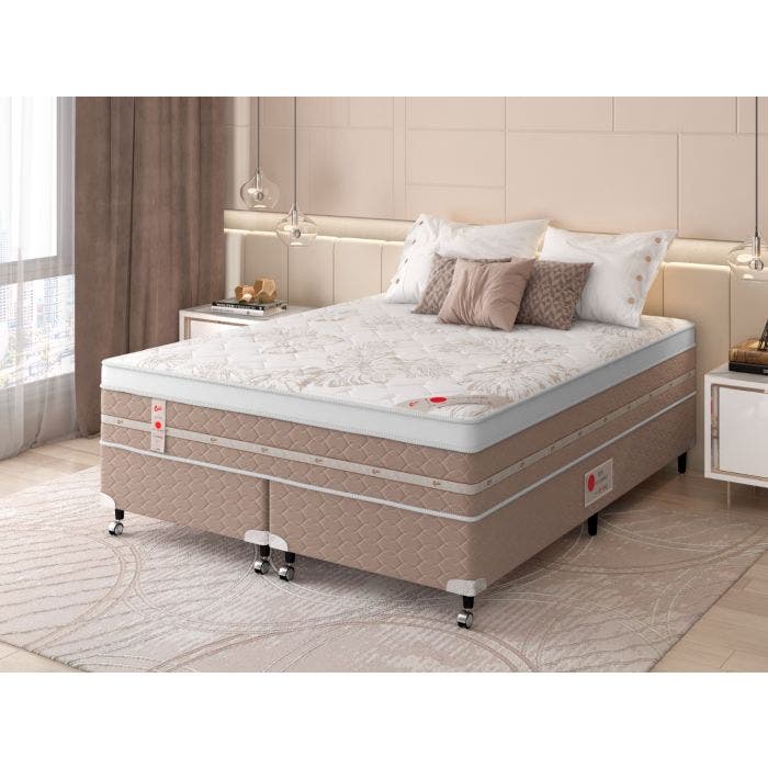 Cama Box + Colchão Castor Com Massageador King Niponpedic One Face Tecnopedic 193x203x59cm